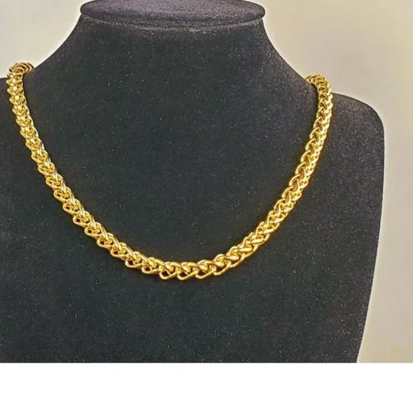 20 18K Gold Franco Chain Link Necklace Womens 18 Karat Sterling